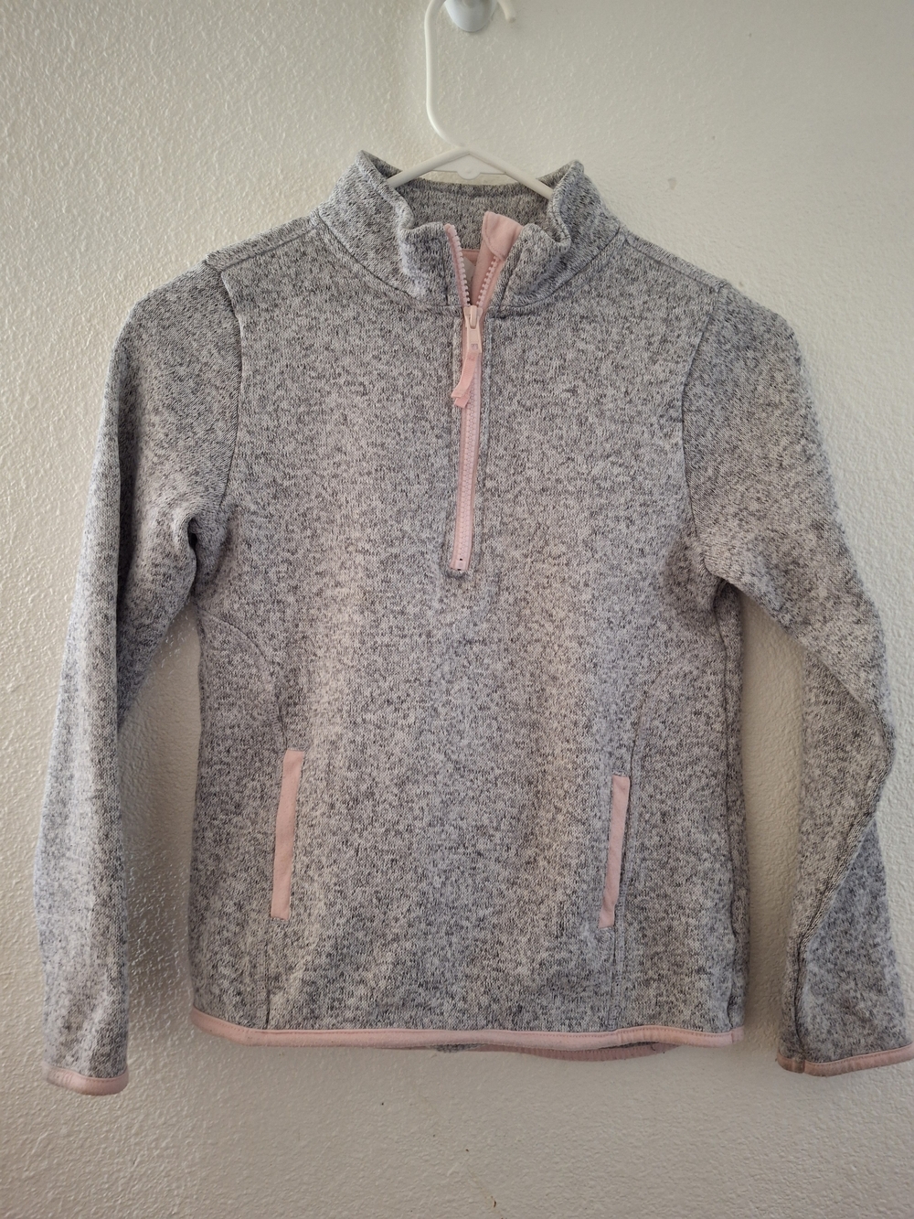 Athletic Works Gray Fleece Half-Zip Pullover with Pink Trim